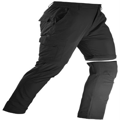 Men's Convertible Hiking Pants Zip Off Quick Dry Lightweight Safari Travel Camping Fishing Cargo Outdoor Pants Black 32
