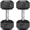 LIFERUN Dumbbells Rubber Coated Cast Iron Hex Dumbbell Set, 30-85lb Free Weights Dumbbells Set of 2 view 1