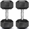 LIFERUN Dumbbells Rubber Coated Cast Iron Hex Dumbbell Set, 30-85lb Free Weights Dumbbells Set of 2 view 1