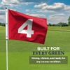 AGAS 14x20 inch Mini Golf Flags with Brass Grommets No 4, Red with White Numbers, Mini Putting Green Flags for Yard, 200D Nylon, Canvas Header Stitched Borders view 3