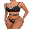CECE&COLE Personalized Letter Sexy Thong Set | Metal Chain Lace Thong Underpants | See-Through G String Lingerie Underwea,Black,Medium view 1