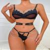 CECE&COLE Personalized Letter Sexy Thong Set | Metal Chain Lace Thong Underpants | See-Through G String Lingerie Underwea,Black,Medium view 2