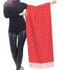 ENVEED Red And White Polka Dots Premium Faux Cashmere Tassel Shawl,Warm Tassel Wrap And Shawl Blanket view 2