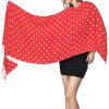 ENVEED Red And White Polka Dots Premium Faux Cashmere Tassel Shawl,Warm Tassel Wrap And Shawl Blanket view 3