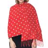 ENVEED Red And White Polka Dots Premium Faux Cashmere Tassel Shawl,Warm Tassel Wrap And Shawl Blanket view 4
