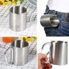 Camping Mug,Stainless Steel Camping Mug Coffee Camping Mug with Carabiner Handle Portable Backpack Outdoor Cup Lightweight Camping Gear for Men Backpacking Coffee Cup Climbing Mug view 3