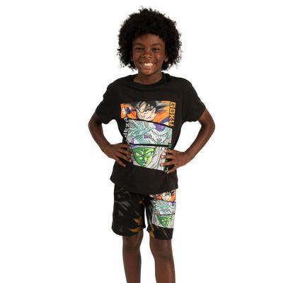 Bioworld Dragon Ball Z Goku, Frieza, and Piccolo Short Sleeve Tee and Lounge Shorts 2-Piece Set-Medium