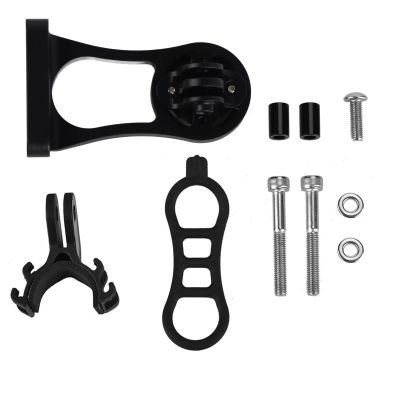 QANYEGN Bike Odometer Comupter, Aluminium Alloy Extension Mount, Adjustable Extension Mount for Cyclists(with Holder + Light Clip-Black)