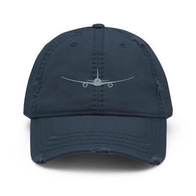 Airplane hat, Embroidered Unisex Distressed Dad Hat, Pilot hat, Design 2, Pilot, Flying Student Gifts. Navy