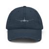Airplane hat, Embroidered Unisex Distressed Dad Hat, Pilot hat, Design 2, Pilot, Flying Student Gifts. Navy view 1