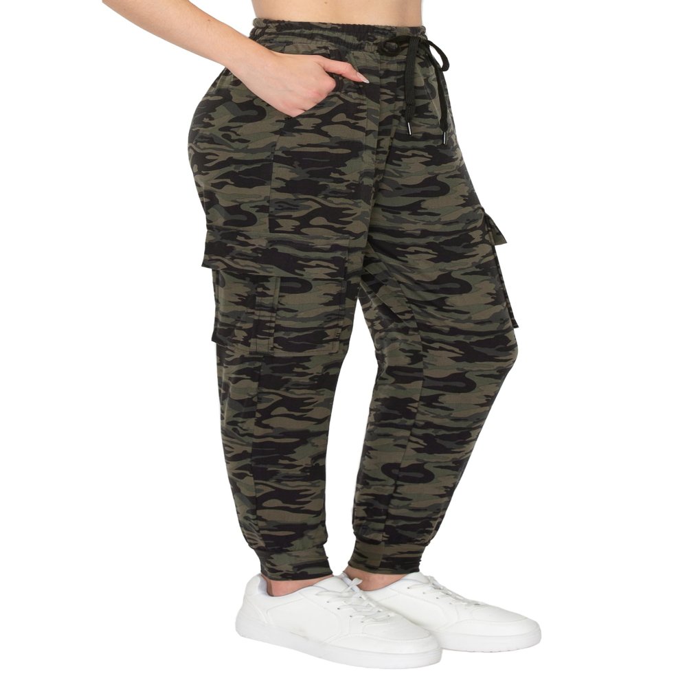 ALWAYS Cargo Jogger Pants for Women - Super Soft Casual Lounge Sweatpants Print Black Camo 143 L