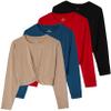 4 Pack: Women's Quick Dry Dri Fit Long Sleeve Shirts Women Crop Top Tops Crew Athletic Cropped Tee T-Shirt T Shirt Twist Front Workout Womens T-Shirts Yoga Tees Running Active Gym Wicking - Set 6, L view 1