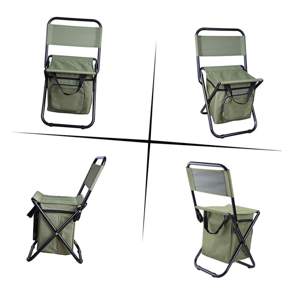 BESPORTBLE 1pc Portable Folding Beach Chair Backrest Insulated Fishing Stool Storage Bag Heavy Duty Frame for Camping Hiking Outdoor Activities