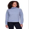 RBX Cowl Neck Sweater for Women Cowl Neck Cable Knit Sweatshirt Lightweight Long Sleeve Mock Neck Pullover, Relaxed Fit Yoga Sweater Cable Light Blue L view 1