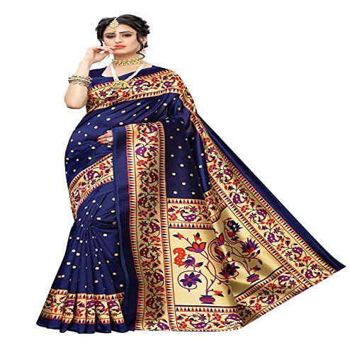 IMTRA FASHION Saree For Women Art Silk Printed Sari with Unstitched Blouse Piece