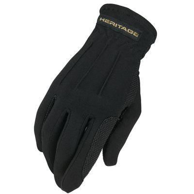 Heritage Performance Gloves, Power Grip Glove, Size 9/10, Black