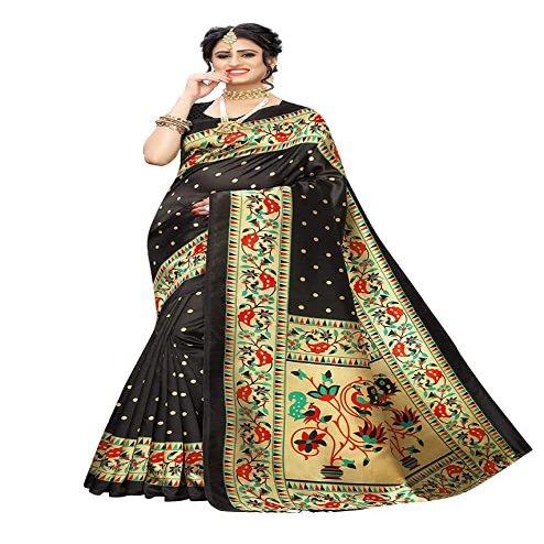 IMTRA FASHION Saree For Women Art Silk Printed Sari with Unstitched Blouse Piece