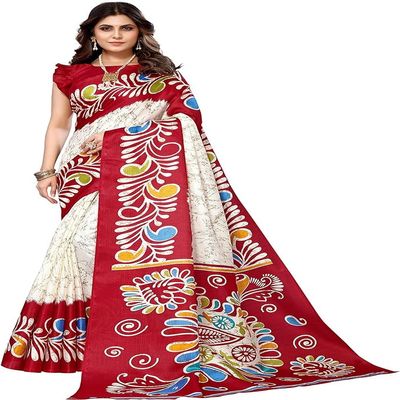 IMTRA FASHION Art Silk Saree for Women Printed Indian Sari with Unstitched Blouse