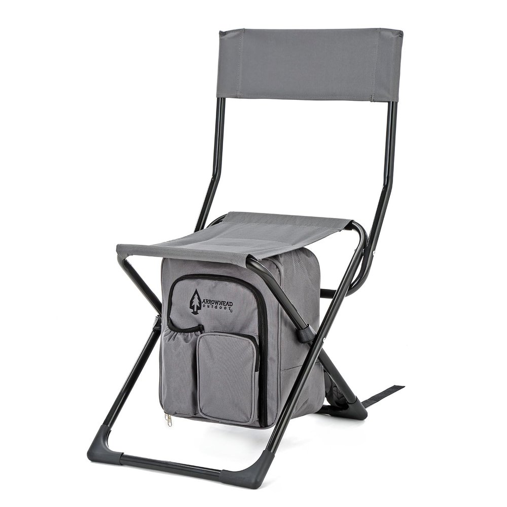 Arrowhead Outdoor Multi-Function 3-in-1 Compact Camp Chair: Backpack, Stool & Insulated Cooler, w/Bottle Holder & Storage Bag, External Pockets, Backrest, Fishing, Hiking, Heavy-Duty, USA-Based