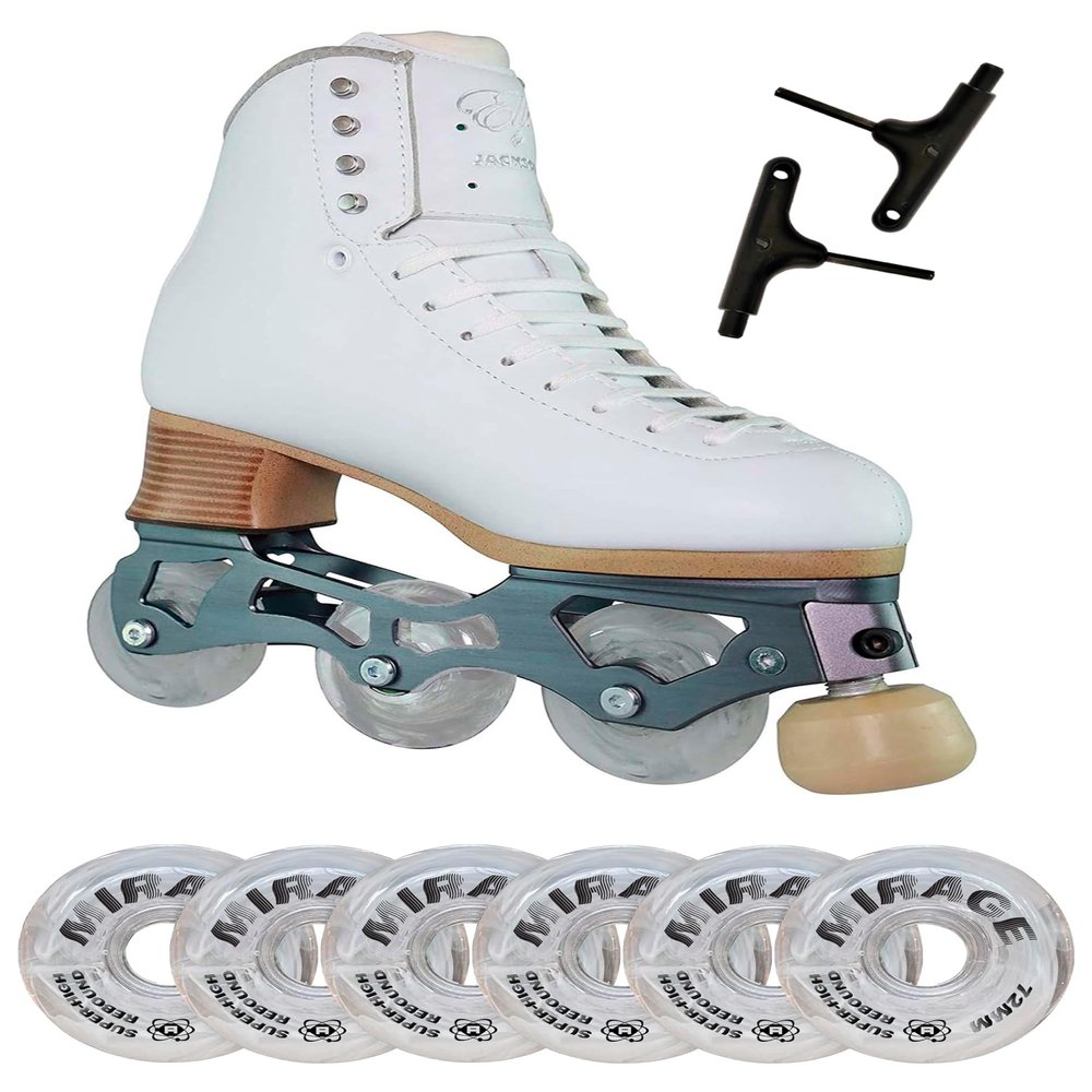 Jackson Ultima Inline Roller Skates/White Elle/Bundle with Mirage Wheels and Tools/Women's Size 8 / JUST LAUNCHED 2023