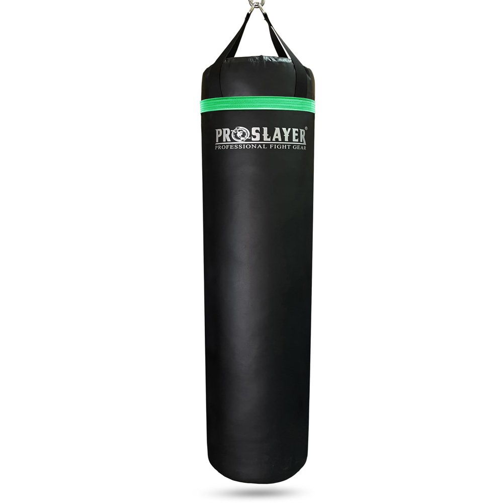 Proslayer 6ft 150lb Muay Thai Kickboxing Boxing MMA Heavy Bag - UNFILLED - Black/Light Green - Made in USA