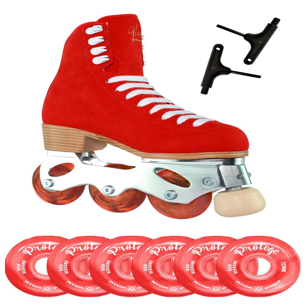 Jackson Ultima Inline Roller Skates/Red Vista/Bundle with Protege Wheels and Tools/Women's Size 6 / JUST LAUNCHED 2023