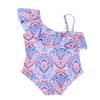 iiniim Kids Baby Girls' One Piece Ruffle One Shoulder Floral Adjustable Swimsuit Swimwear Summer Beach wear Bathing Suit Colorful 3-4 view 2