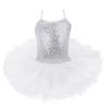 iiniim Girls Sequined Camisole Ballet Dance Leotard Tutu Dress Ballerina Dancewear Fairy Party Fancy Costumes (5-6, Camisole White) view 1