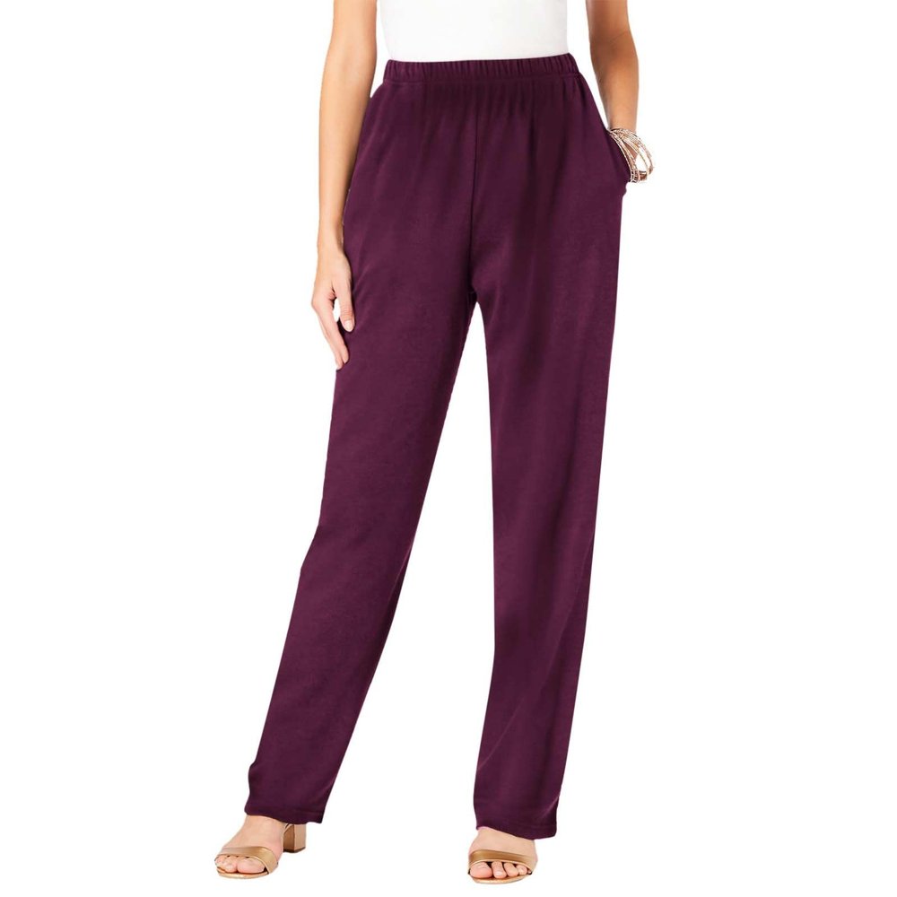 IEPOFG Fleece Lined Pants for Women Casual Winter Warm Thickened Fashion Fitness Elastic High Waisted Sweatpants with Pocket Purple