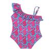 iiniim Kids Baby Girls' One Piece Ruffle One Shoulder Floral Adjustable Swimsuit Swimwear Summer Beach wear Bathing Suit Rose Red 3-4 view 2