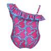 iiniim Kids Baby Girls' One Piece Ruffle One Shoulder Floral Adjustable Swimsuit Swimwear Summer Beach wear Bathing Suit Rose Red 3-4 view 4