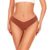 Hellopopgo Seamless Thongs For Women V-waisted No Show Thong Seamless Panties Breathable Comfortable Underwear Womens 6-Pack,L view 2
