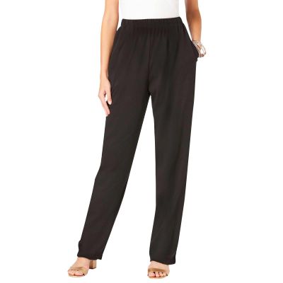 IEPOFG Fleece Lined Pants for Women Casual Winter Warm Thickened Fashion Fitness Elastic High Waisted Sweatpants with Pocket Black