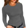 Afibi Women Ribbed Long Sleeve Crew Neck Slim Fit Stretchy Basic T Shirts Tops (Small, Grey) view 1