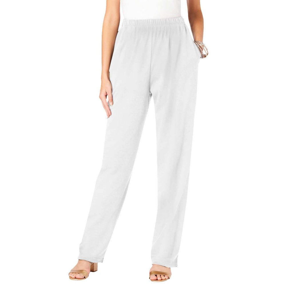IEPOFG Fleece Lined Pants for Women Casual Winter Warm Thickened Fashion Fitness Elastic High Waisted Sweatpants with Pocket White