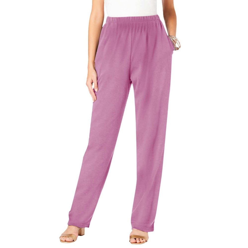 IEPOFG Fleece Lined Pants for Women Casual Winter Warm Thickened Fashion Fitness Elastic High Waisted Sweatpants with Pocket Pink