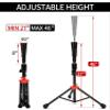 FDLS Baseball Batting tee for Adults and Youth Teens, Portable Tripod Stand Base Tee Easy Adjustable Height 27 to 46 inches for Hitting Training Practice, with Carrying Bag (Black and Red) view 2