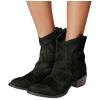 Dsisskai Womens Chunky Block Low Heel Mid Calf Boots Retro Round Toe Leather Side Zip Fall Winter Fashion Boots Comfortable Motorcycle Biker Boots for Women (Black, 9) Botines para Mujer de Tacon view 1
