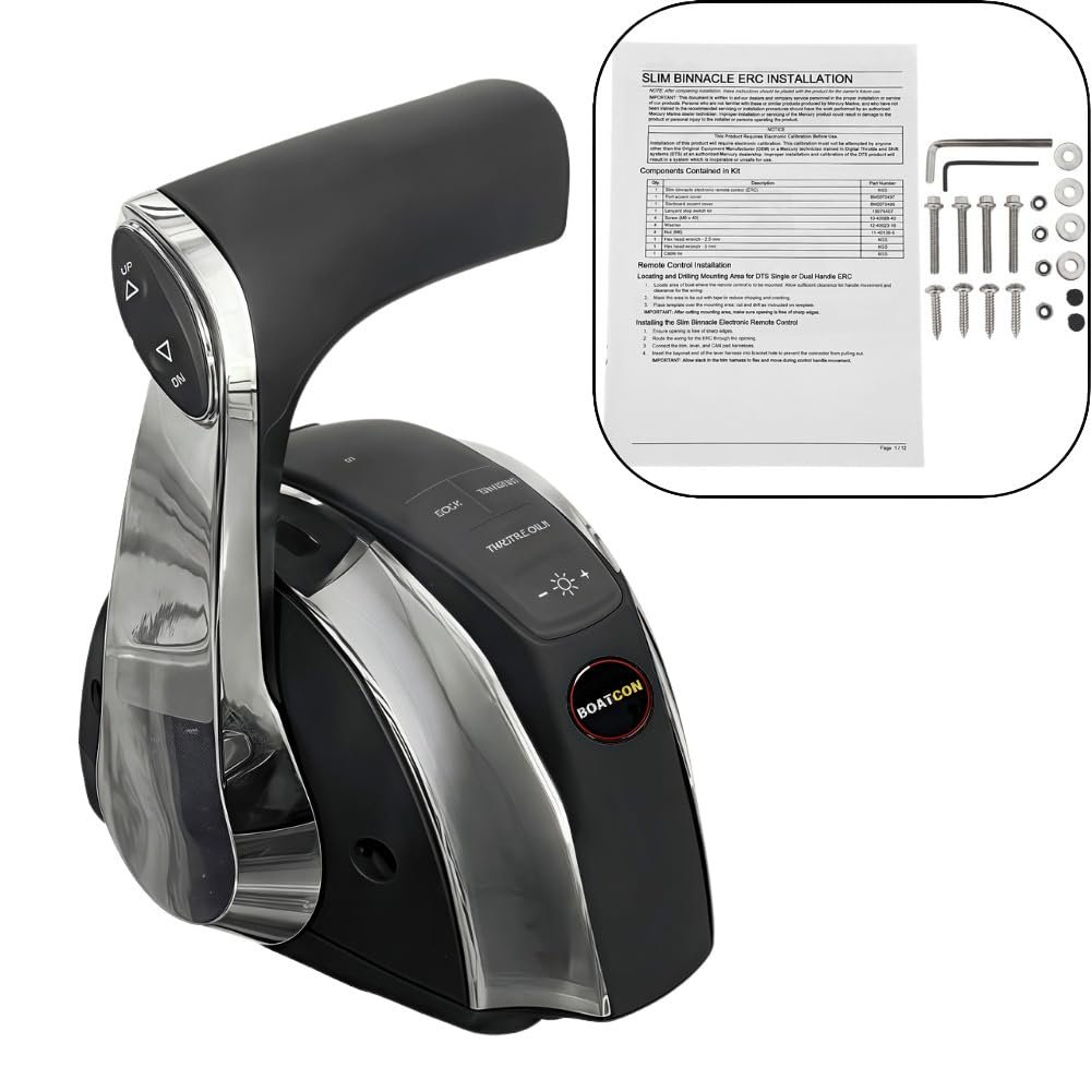 BOATCON DTS ERC 8M0079291 Outboard Remote Control Box Single Console Trim Black Chrome For Mercury 2007 DTS (digital throttle/shift) Engines and Newer