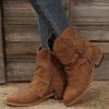 Ankle Boots for Women Retro Lace Up Pointed Toe Chunky Mid Heel Dress Short Boots Casual Comfortable Leather Outdoor Fall Booties Shoes (Brown, 8) Botines para Mujer Elegantes view 2
