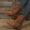 Ankle Boots for Women Retro Lace Up Pointed Toe Chunky Mid Heel Dress Short Boots Casual Comfortable Leather Outdoor Fall Booties Shoes (Brown, 8) Botines para Mujer Elegantes view 4