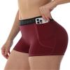 Runhit 3" Volleyball Shorts Womens 3 Pack Spandex Shorts Women with Pocket Compression Shorts for Women Running Athletic Red Blue Black L view 2