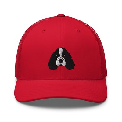 English Springer Spaniel Trucker hat, Embroidered Dog face Unisex Hat, English Springer Spaniel Gifts, Design 3.