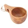 220ML Wooden Camping Cup, Tradtional Nordic Design Coffee Mug, Kuksa Cup with Lanyard, Finely Polished Coffee Mug with Handle, Heat Insulation Coffee Cup for Outdoor Hiking view 1