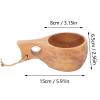 220ML Wooden Camping Cup, Tradtional Nordic Design Coffee Mug, Kuksa Cup with Lanyard, Finely Polished Coffee Mug with Handle, Heat Insulation Coffee Cup for Outdoor Hiking view 2