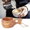220ML Wooden Camping Cup, Tradtional Nordic Design Coffee Mug, Kuksa Cup with Lanyard, Finely Polished Coffee Mug with Handle, Heat Insulation Coffee Cup for Outdoor Hiking view 3