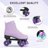 YYW Stylish Roller Skates for Women Girls, High-top Cozy Microfiber Leather Roller Skates,Classic Double Row Indoor Outdoor Roller Skates for Beginner (Purple,41-US Women 10) view 3