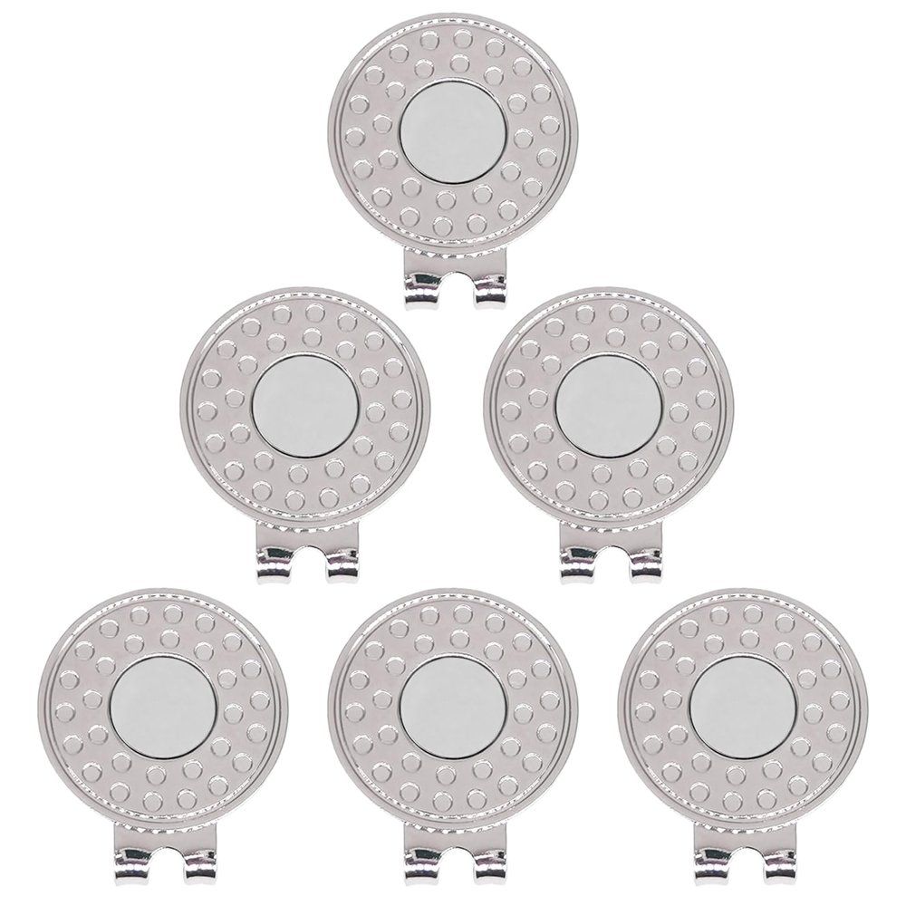 ONEDIGI 6PCS Golf Hat Clips Magnetic Golf Ball Marker Holders for Golf Hats Caps Gloves Nickel-Plated Alloy Clips for Metal Golf Ball Markers Professional Golf Training Aids Accessories (Silver)