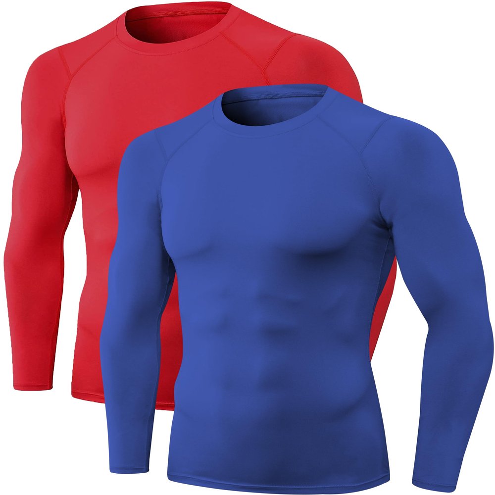 Men's Compression Shirts Long Sleeve Athletic T Shirt Workout Cool Dry Running Tops Gym Undershirts Sports Baselayers 1/2 Pack