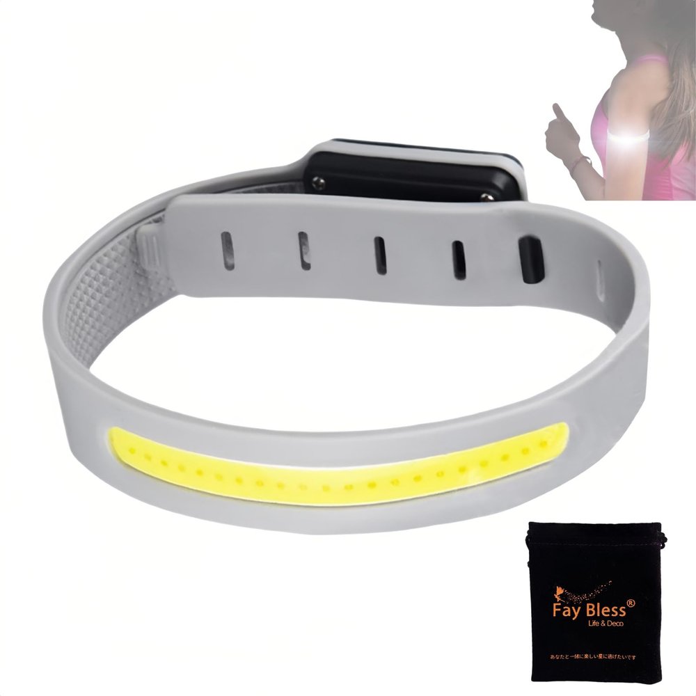 Fay Bless LED Armband, USB Rechargeable Flashing Light (Grey 1 Pack)